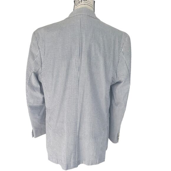JOS A BANKS 1905 SEERSUCKER BLAZER LIGHTWEIGHT SZ L GRAY/WHITE TAILORED FIT - Picture 9 of 16